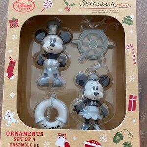 Steamboat Willie Sketchbook Minis Ornaments - Set of 4